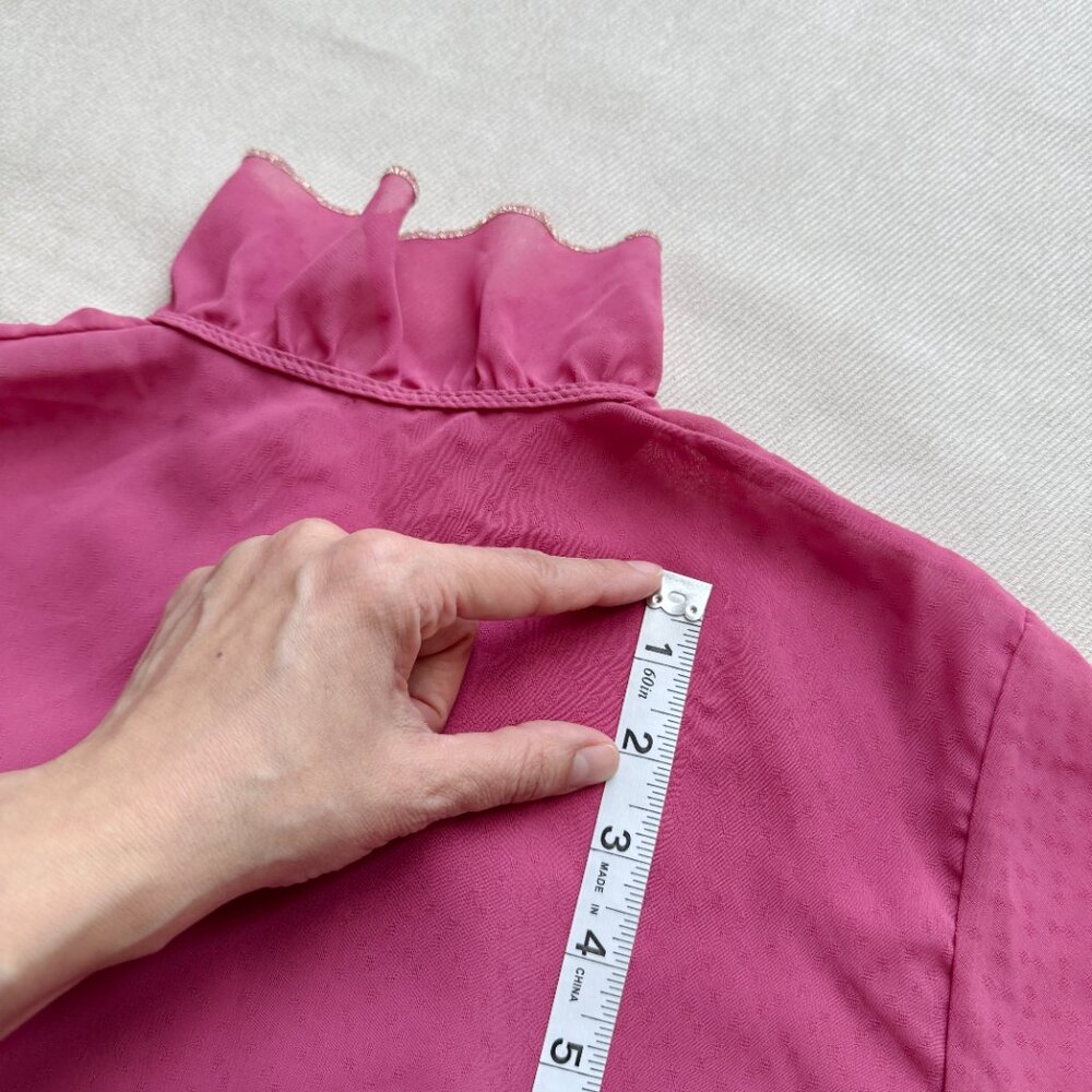 Pink Ruffle Sheer Vintage Blouse - Picture 14 of 16